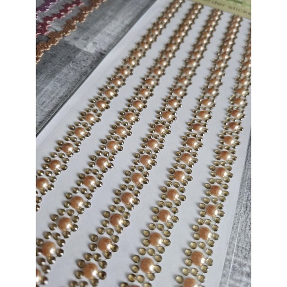 Sticker Lot Scrapbooking 3D Stickers 12" Borders Jewel Pearl Flowers Spring #112 - Picture 4 of 7